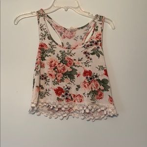 Floral racer back cropped tank